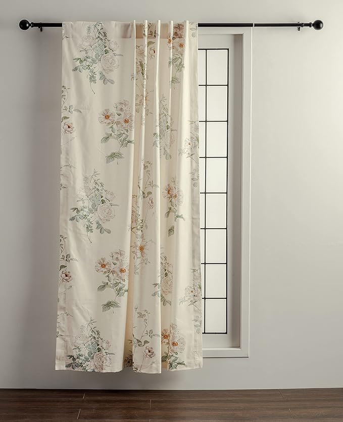 Maison d' Hermine Curtains for Living Room 100% Cotton 108 inch Length One Panel Light Filtering Curtains for Bedroom Windows with Rod and Loop Pockets Drapes (Villette Dove Grey, 50" W x 108" L)