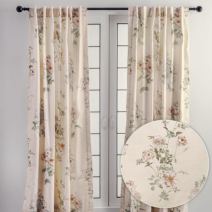 Maison d' Hermine Curtains for Living Room 100% Cotton 108 inch Length One Panel Light Filtering Curtains for Bedroom Windows with Rod and Loop Pockets Drapes (Villette Dove Grey, 50" W x 108" L)