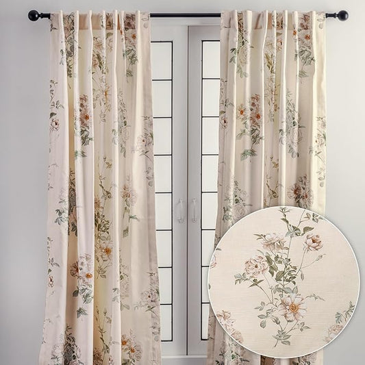 Maison d' Hermine Curtains for Living Room 100% Cotton 108 inch Length One Panel Light Filtering Curtains for Bedroom Windows with Rod and Loop Pockets Drapes (Villette Dove Grey, 50" W x 108" L)