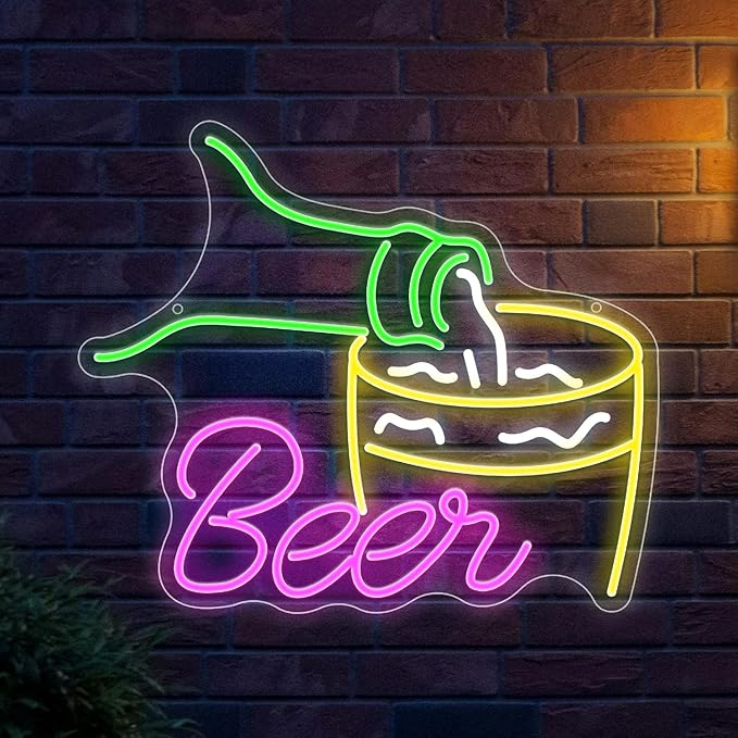 Beer Neon Sign Beer Pouring Led Sign For Beer Bar Neon Night Light Decor Wall Decor Dimmable Man Cave Light Up Sign For Bedroom Home Bar Shop Pub Bistro Open Beer Club Party Hotel Game