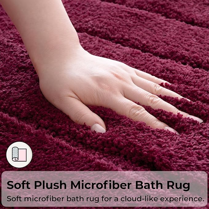 GRANNY SAYS Bathroom Rugs Non Slip, 20" x 32", Bath Rugs for Bathroom Washable, Bath Mats for Floor, Microfiber Bath Mat for Tub, Absorbent Bath Rugs for Bath, Strawberry Red