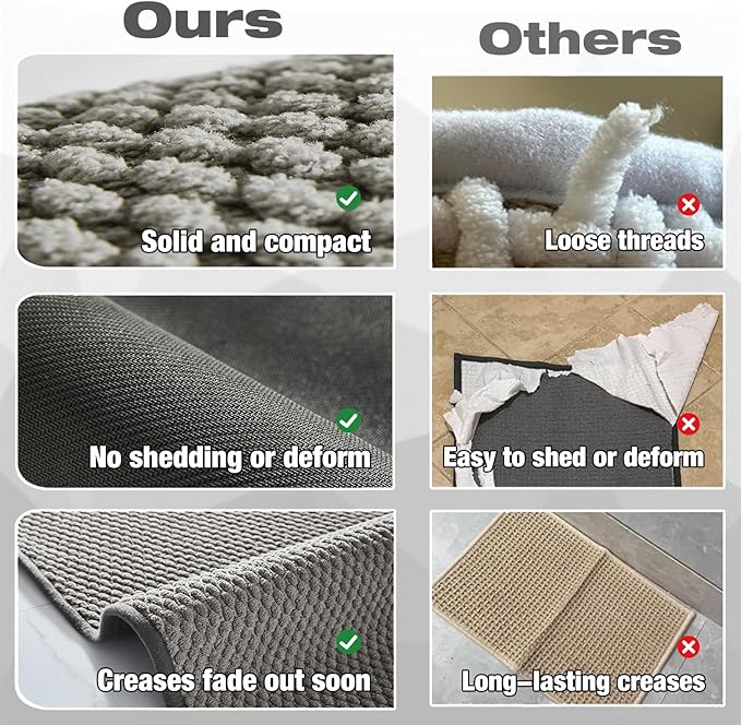 Bathroom Rugs Non Slip Washable, Super Absorbent Thin Bath Mat Small Quick Dry Low Pile Bathroom Rug, Light Grey 16"x24"