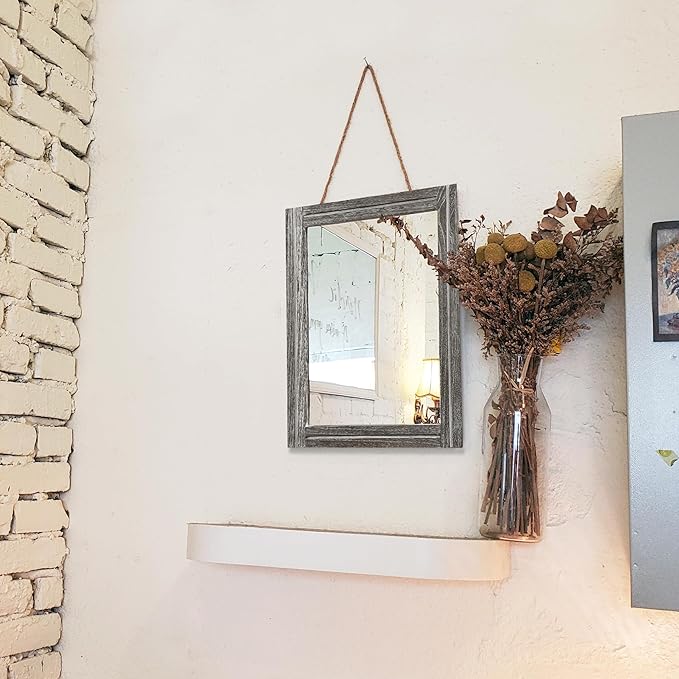 AAZZKANG Mirrors for Wall with Wooden Frame Rustic Wall Mirror Rectangular Decorative for Bedroom Bathroom Living Room Entryway Hanging