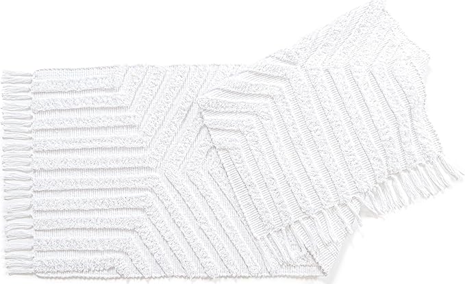 Boho Runner Rug 2x6' Washable Kitchen Rugs with Tassels Indoor Farmhouse Rugs for Bedroom Aesthetic Tufted Rug for Laundry Room Doorway Living Room_White