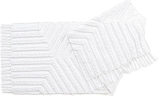 Boho Runner Rug 2x6' Washable Kitchen Rugs with Tassels Indoor Farmhouse Rugs for Bedroom Aesthetic Tufted Rug for Laundry Room Doorway Living Room_White