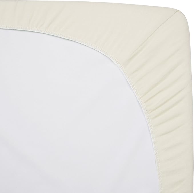 TL Care 100% Natural Cotton Jersey Knit 18" x 36" Cradle/Bassinet Sheet - Fitted, Ecru, Soft Breathable, for Boys and Girls