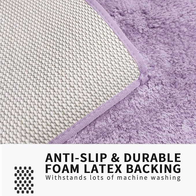 FIFU Bathroom Rugs 24" W x 36" L, Bath Mat for Bathroom, Bedroom, Laundry Room & Kitchen, Non-Slip Rubber Latex Backing, Extra Soft and Absorbent Microfiber Carpet, Machine Washable Rug, Lavender