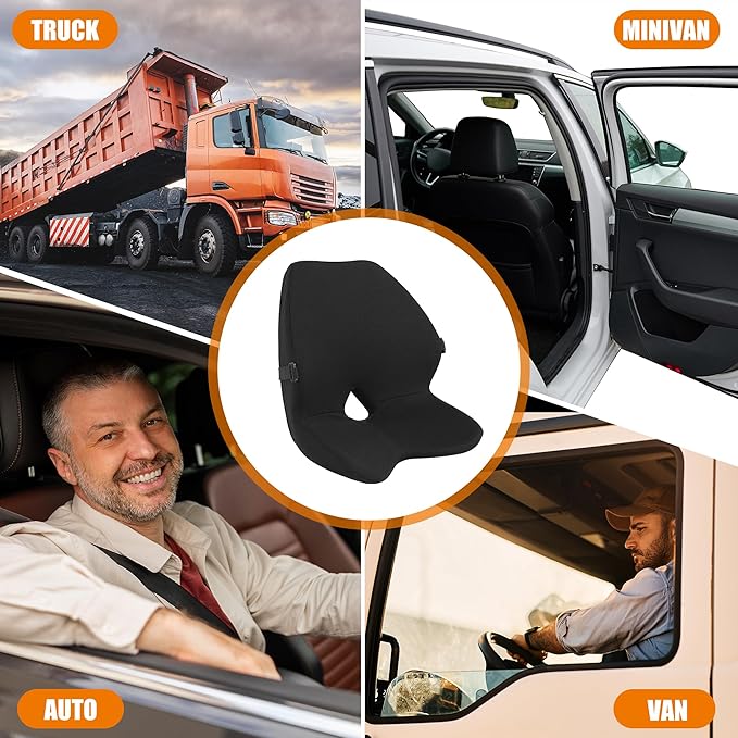 MABOZOO Lumbar Support Pillow for Car, Memory Foam Lumbar & Back Support Pillow Coccyx Cushion for Driving Seat, Seat Cushion & Lumbar Support Pillow Set for Long Time Driving