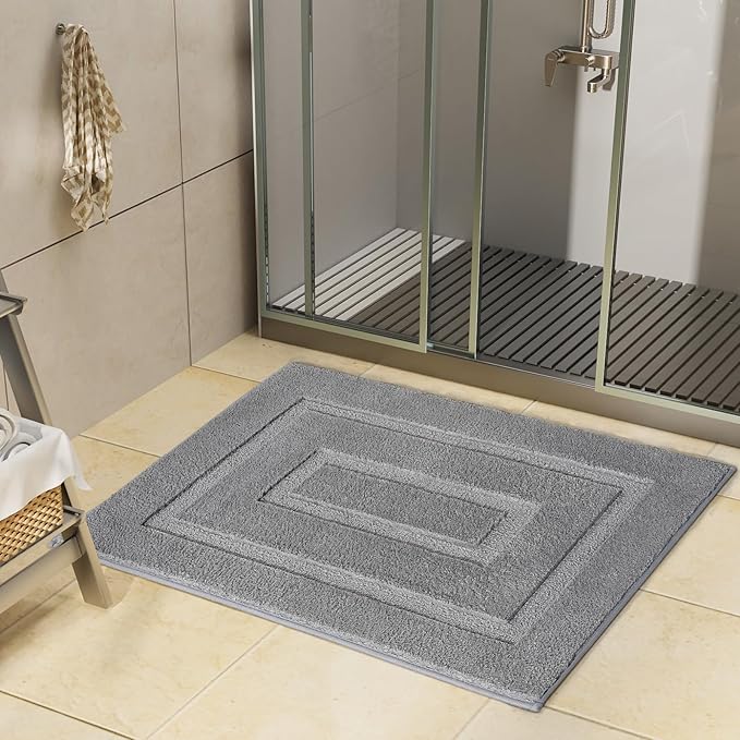 HOMORE Grey Bathroom Rug 24x36 Inch Soft Absorbent Microfiber Bathroom Runner Rug, Washable Bath Runners Rugs for Bathrooms Non Slip Bath Rugs for Shower Tub