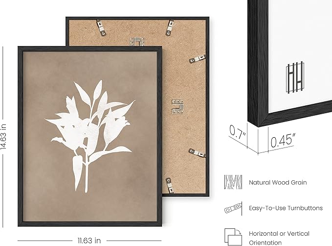 HAUS AND HUES Floral Wall Art - Set of 4 Plant Posters for Wall Vintage Botanical Prints, Flower Pictures for Room Aesthetic, Vintage Art Prints Flower Wall Art (Black Frame, 11x14)