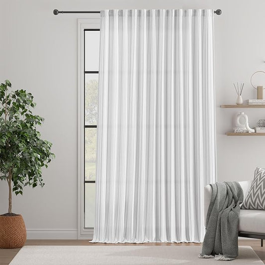Jinchan Black and White Striped Curtain 100 Inch Extra Wide, Sliding Glass Door, Room Divider, Pinstripe Window Treatment Drape 1 Panel