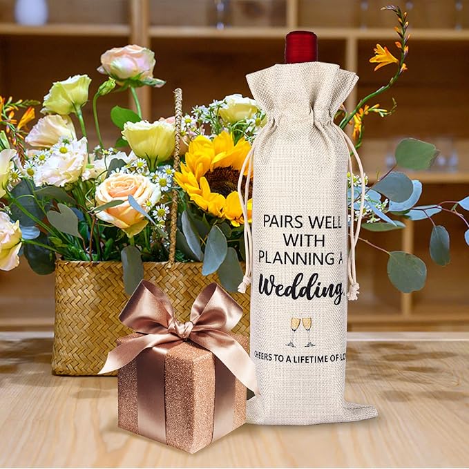 OXYEFEI Wine Gift Bag, Personalized custom bag with text, Engagement Gifts for Women, Wedding Gift for Couples