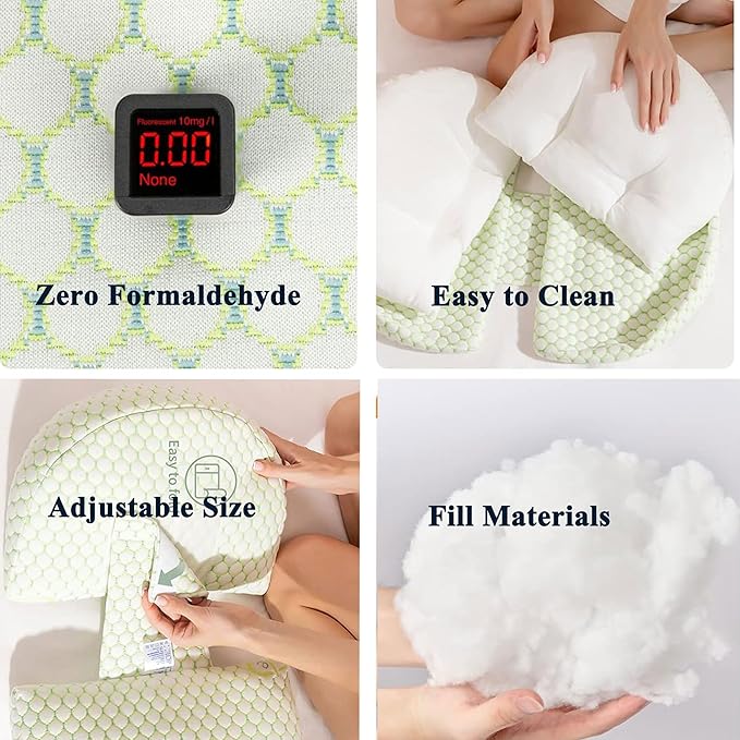 Pregnancy Pillows for Sleeping, Portable Maternity Pillows for Side Sleeper, Support for The Back, Belly and Legs, Adjustable and Detachable with Pillow Covers, Grey