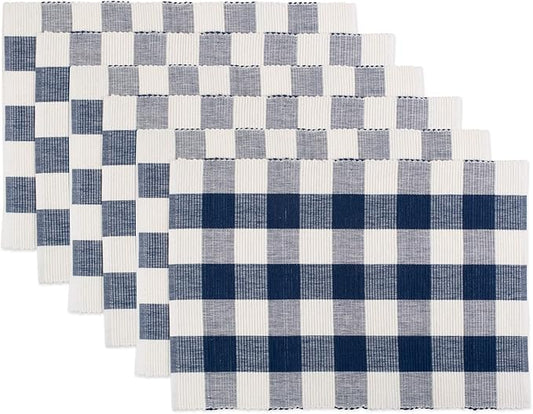 DII Buffalo Check Collection, Classic Farmhouse Placemat Set, 13x19, Navy & Cream, 6 Piece