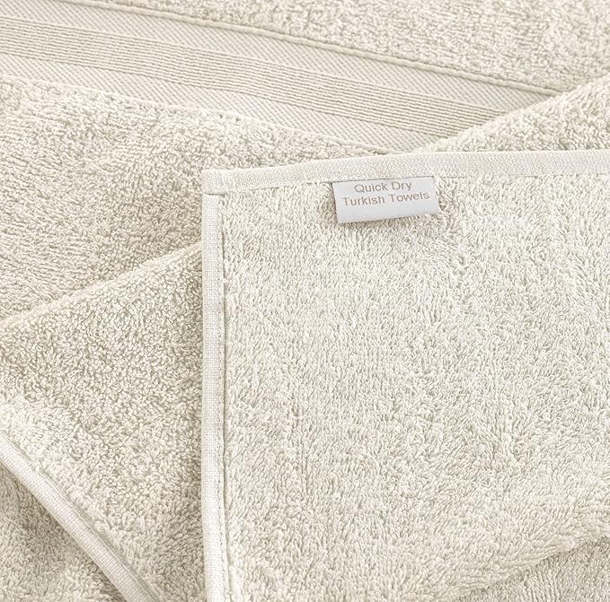 Quick-Dry, Soft & High Absorbent Bath Towels 27"x54" Cotton Turkish Bath Towel Set of 4 | Daily Use 100% Cotton Towels for Bathroom, Gym & More | Bathroom Towels Set (4 Pcs, Ivory Lace)
