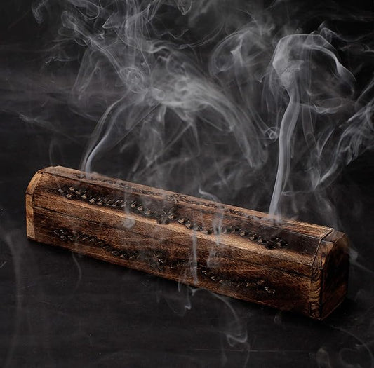 Incense Holder, Incense Stick Holder, Incense Holder for Sticks Used for Room Décor, Cool Room Spiritual Décor, Aromatherapy, Incense Burner with Storage Compartment 12 Inch Antique Natural