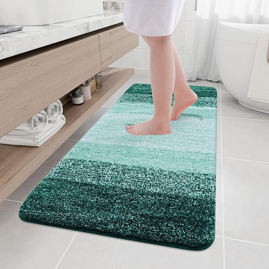 Arotive Microfiber Bathroom Rugs, Shaggy Soft and Absorbent Bath Rug, Non-Slip, Thick Plush Machine Washable Dry Bath Mats for Bathroom, Tub and Shower, 59x24, Dark Green