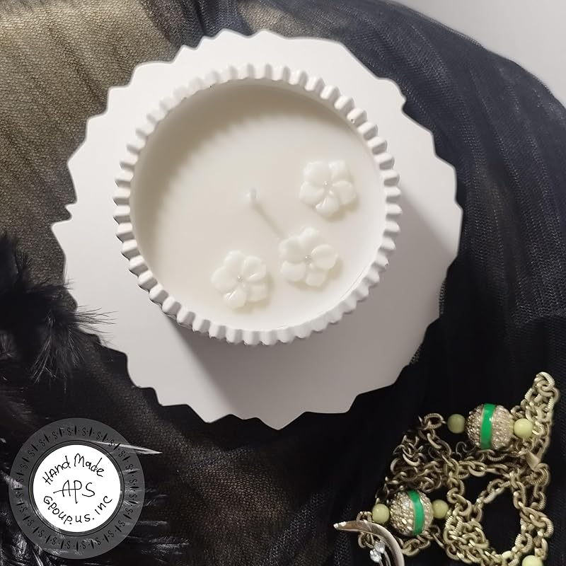 Candle and Stand Set, Soy and Coconut Wax, Unscented, Plaster Holder, Cotton Wick, Home Decor Gift,Eco-Friendly Candle With Stand