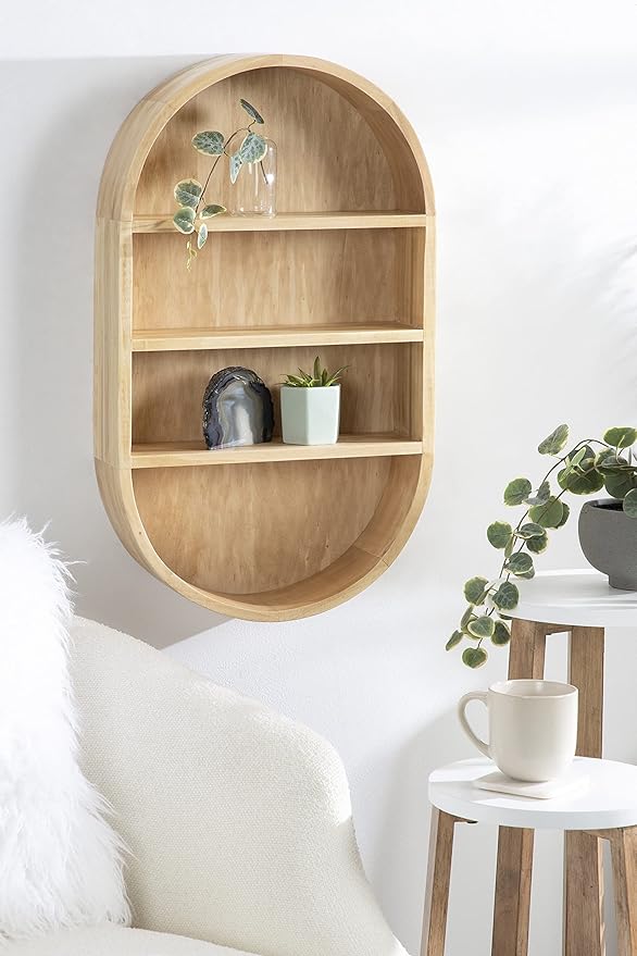 Kate and Laurel Hutton Scandinavian Capsule Wall Shelf; 16 x 28; Natural Wood; Geometric Modern Shelves for Wall