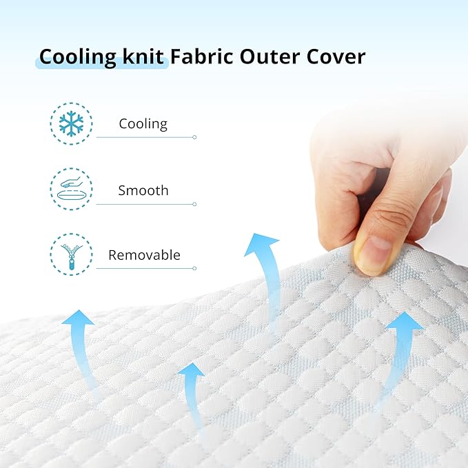 Shredded Memory Foam Pillows for Hot Sleepers, Cooling Adjustable Bed Pillows for Side, Back or Stomach Sleepers, Neck Pillows for Sleeping, Queen Pillow with Removable Cover (2 Pack, Cooling)