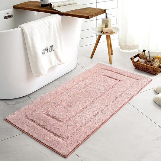 GRANNY SAYS Pink Bathroom Rugs Non Slip Washable, 24"x 48", Soft Bath Mats for Bathroom, Microfiber Shag Rug, Absorbent Bath Floor Mat, Large Bath Rug for Shower, Tub, Bedroom