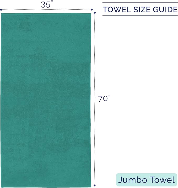 Elegant Comfort Premium Turkish Cotton 1 Piece Jumbo Bath Towel - 35 x 70 inch, Luxurious Hotel Spa Quality 100% Turkish Cotton Large Bath Towel - Highly Absorbent - Soft Bathroom Towel, Turquoise