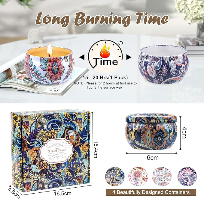 Scented Candles Gift Set for womem, 4 Pack Aromatherapy Candles for Home Scented, Long Lasting Soy Candle Lavender Candle Birthday Chrismas Gifts for Women Mom Bath Spa Yoga Candles