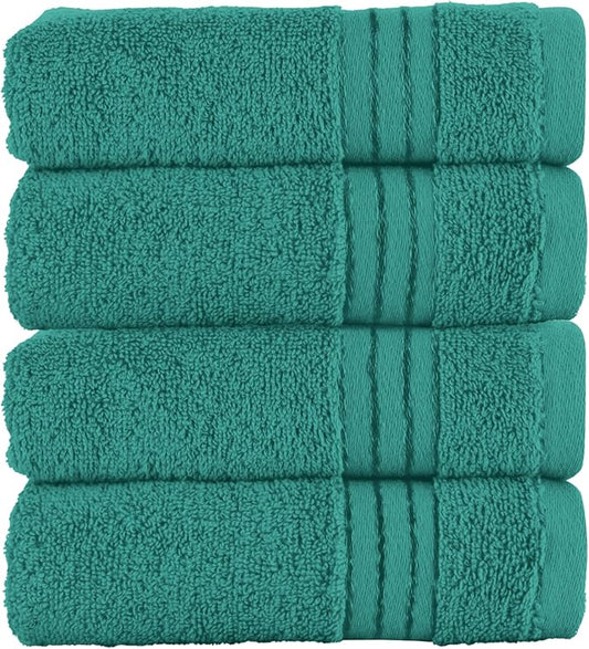 Elegant Comfort Premium Turkish Cotton 4 Pack Hand Towel Set - 16 x 28 inch, Luxurious Hotel Spa Quality 100% Turkish Cotton 4PC Hand Towel Set - Highly Absorbent - Soft Bathroom Towels, Turquoise