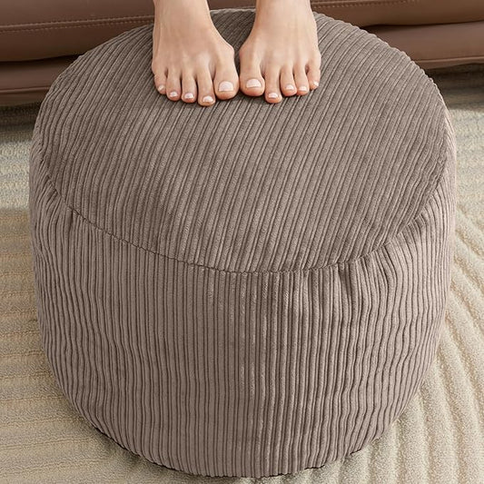 Pouf Ottoman Foot Stools with Foam Small Ottoman for Living Room Corduroy Ottomans Pouf 26x18 Floor Poufs Foot Rest for Chair Brown Hassocks and Ottomans