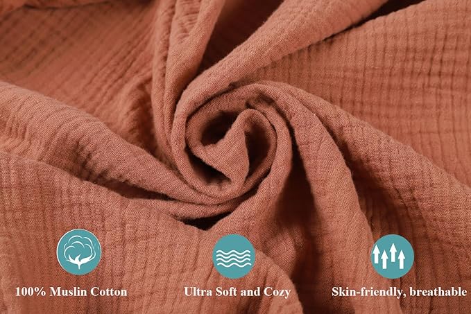 Muslin Square Playard/Playpen Fitted Sheets, Perfect for 36 X 36 Inch Portable Playard Soft 100% Cotton Fog & Brown