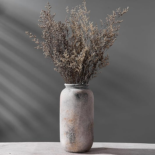 Ceramic Farmhouse Vase for Decor | 11.5 Inch Large Ceramic Rustic Vintage Flower Pottery Vase for Home Countertop, Living Room, Shelf, Centerpiece and Table Deocration, Terra
