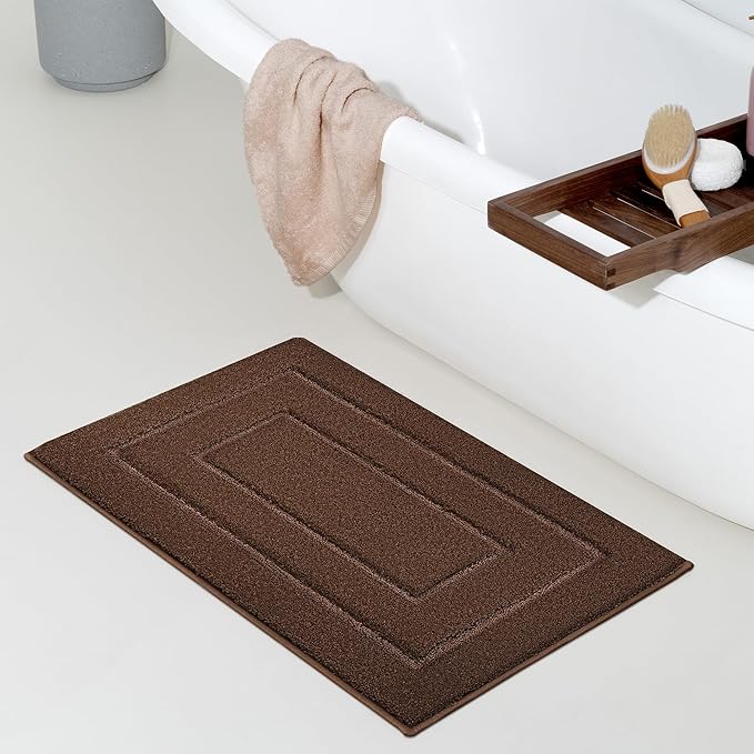 GRANNY SAYS Bathroom Rugs Non Slip 32" x 20", Bath Mats for Bathroom, Super Soft and Water Absorbent, Microfiber Washable Bath Rugs for Floor, Tub and Shower, Brown
