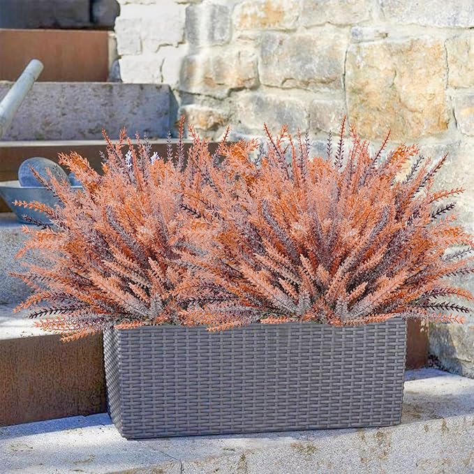 Agusbagli 72 Bundles Artificial Fall Flowers Outdoors, UV Resistant Fake Lavenders No Fade Faux Plants Arrangement for Thanksgiving Autumn Weddings Indoor Home Decorations
