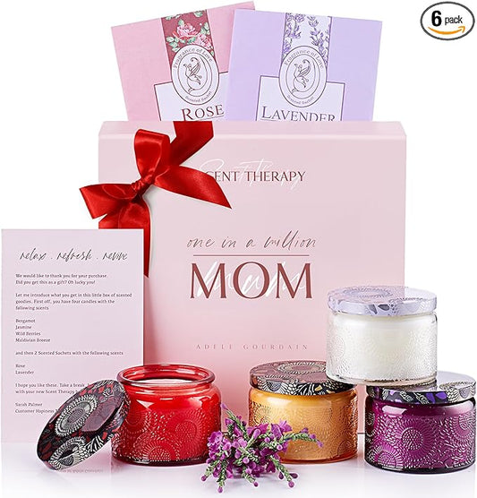 Scented Candle Gift Set for Mom - 4 Long Lasting Aromatherapy Candles in a Gift Box for Mother's Day or as Birthday Present for Mothers, Personal Presents for Women - Mom Gifts Ideas from Daughter/Son