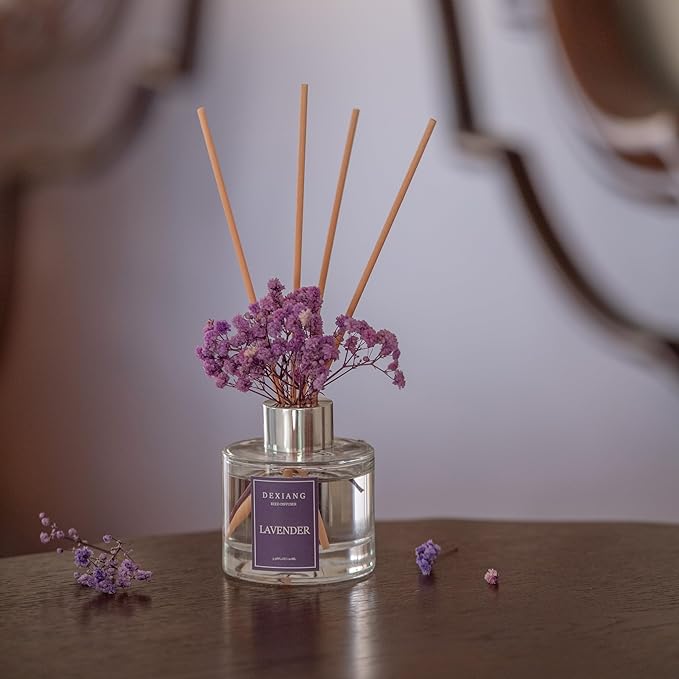 Fresh Lavender Reed Diffuser Set - 3.38 fl oz (100ml) Essential Oil with 6 Reed Sticks | Home & Bathroom Decor