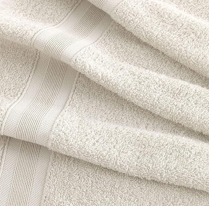 Quick-Dry, Soft & High Absorbent Bath Towels 27"x54" Cotton Turkish Bath Towel Set of 4 | Daily Use 100% Cotton Towels for Bathroom, Gym & More | Bathroom Towels Set (4 Pcs, Ivory Lace)