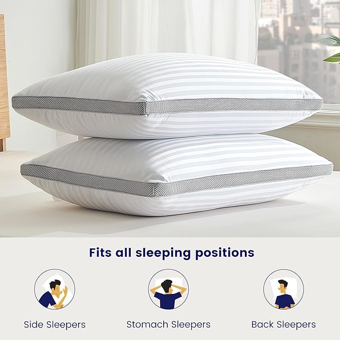SLEEP ZONE Bed Pillows for Sleeping, Standard Size Set of 2, Sandwich Mesh with Breathable Sides, Premium Soft Pillows for Back, Stomach or Side Sleepers