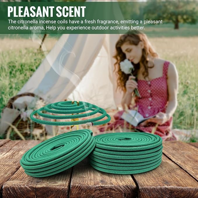 Citronella Incense coils, Made from Natural Plants, Suitable for Outdoor, Living Room, Terrace use (24 coils and 1 Coil Holders)