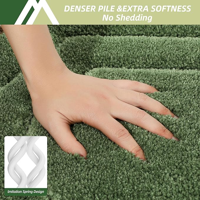 COSY HOMEER Bathroom Rugs Mat 24”x70” Absorbent Non-Slip Bath Mat, Plush Shaggy Bathroom Runner, Machine Washable Large Soft Bath Mats for Bath Floor,Tub and Shower,Green