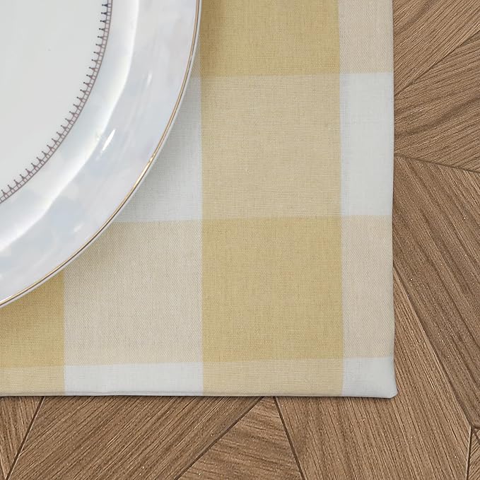 Beige & White 2 Side Cotton Buffalo Check Farmhouse Placemats Set of 4 Heat Resistant Dining Table Place Mats for Kitchen Table, 12 x 18 inches