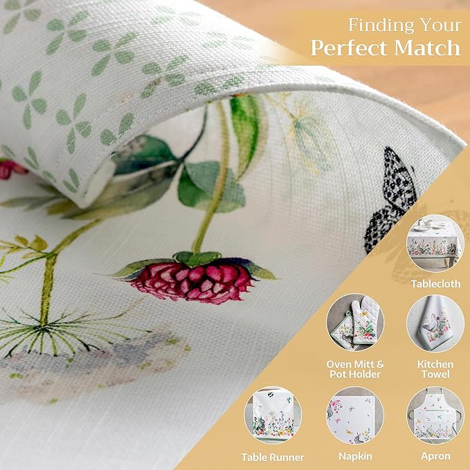 Maison d' Hermine Placemats Set of 4 100% Cotton Washable Cloth Place Mats, Reusable Table Mats for Kitchen Dining Decoration, Party, Wedding, Restaurant Spring/Summer (Printemps, 13" x 19")