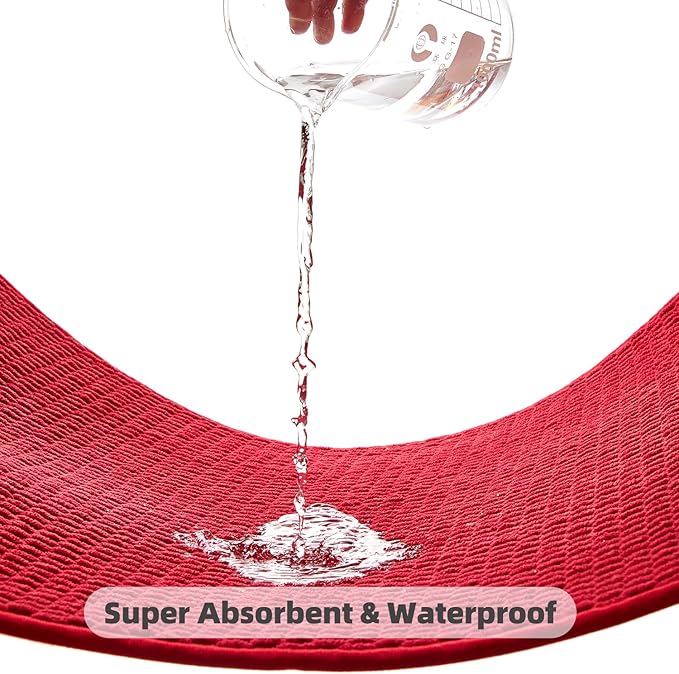Red Bathroom Rug, 20"x24" U Shape, Non Slip, Quick Dry, Machine Washable, Low Pile Chenille Bath Mat
