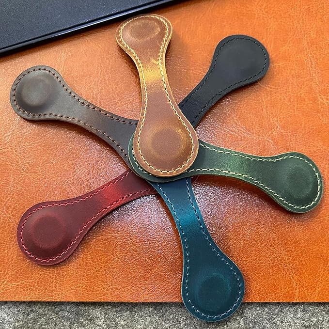 Magnetic Bookmarks Magnetic Leather Bookmarks Vintage Book Mark Nature Leather Magnetic Page Markers Leather Engraved Bookmark (Peacock Green, 1-Pack)