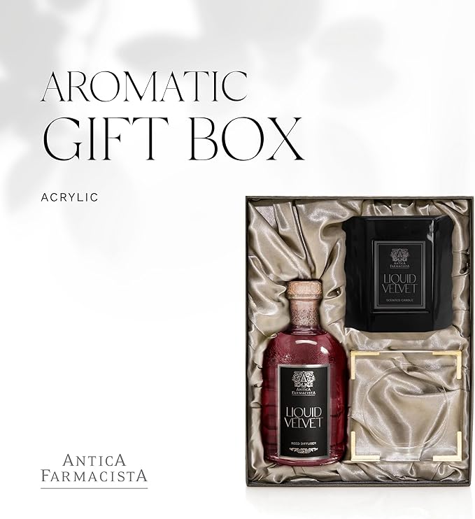 Antica Farmacista Liquid Velvet Candle & Reed Diffuser Set - Gift Set for Women & Men - 9 oz Scented Candle, 8.45 fl oz Reed Diffuser, Acrylic Diffuser Tray - Holiday Gifts - Home Fragrance Gift Set