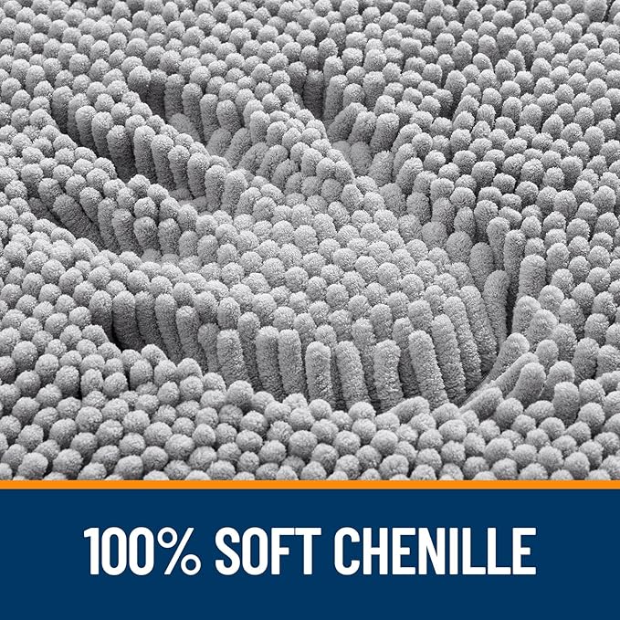 OLANLY Bathroom Rugs 36x24, Extra Soft Absorbent Chenille Bath Rugs, Rubber Backing Quick Dry, Machine Washable Bath Mats for Bathroom Floor, Tub and Shower, Home Decor Accessories, Grey