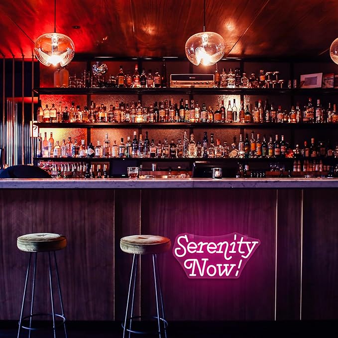 Serenity Now Neon Sign Wall Decor for Home USB led Sign Vibrant LED Wall Art Dimmable Energy Efficient for Home Office Bar Cafe Study room