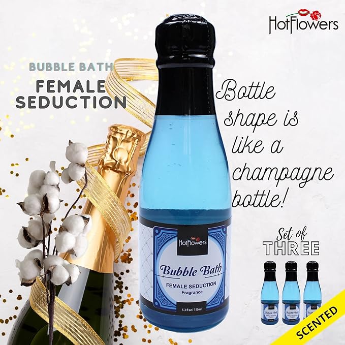Cotton Scent Bubble Bath – Women and Men Bath Foam Products – Relaxing, Foaming, and Moisturizing Soak – Special Small Champagne-Shaped Pet Bottle (3)