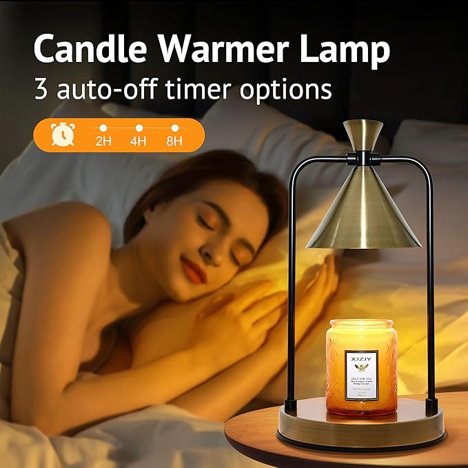 Candle Warmer Lamp with Timer Dimmer,Electric Candle Warmer, Candle Lamp with Large Base for Scented Jar Candles,Birthday Gifts for Mom Women,House Warming Gifts for New Home Bedroom Decor,Bronze
