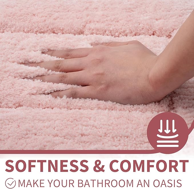 GRANNY SAYS Pink Bathroom Rugs Non Slip Washable, 20x 32, Soft Bath Mats for Bathroom, Microfiber Shag Rug, Absorbent Bath Floor Mat, Small Bath Rug for Shower, Tub, Bedroom