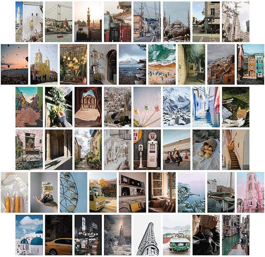 LA MAISON COZY Wall Collage Kit, Teen Posters Art Print, 50PCS 4x6'' Vintage Wall Decor Gift for Teen Girls' Dorm Room